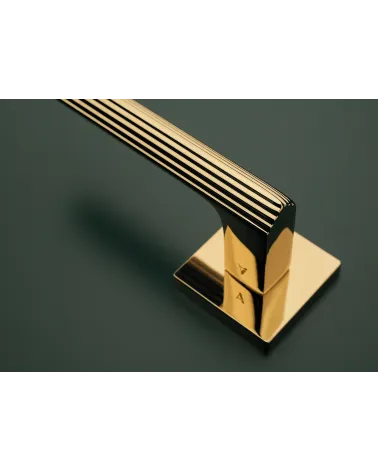 LARICE door handle on square plate designer handle zoomed view on a door