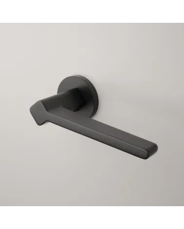 NINFEA round plate door handle design hardware mounted on a door