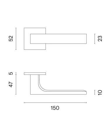 ALISSO zamak door handle with dimensions