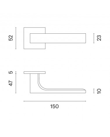 ALISSO door handle with dimensions