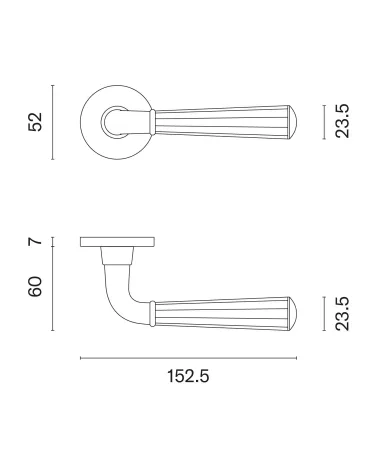 MARIGOLD door handle with dimensions