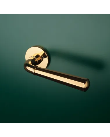 MARIGOLD polished gold door handle design handle mounted on a door