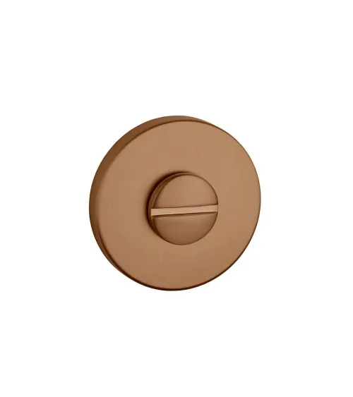 Round escutcheon set with WC or bathroom privacy turn in copper finish