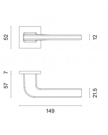 ISMENA door handle with dimensions