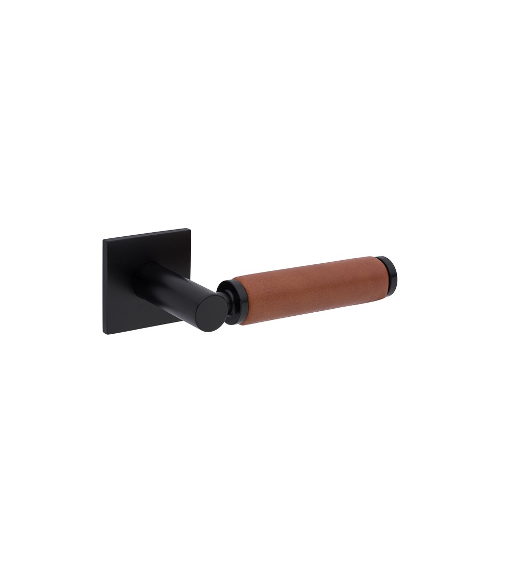 Brass and light leather door handle TUPAI 4200/200 square - design handle
