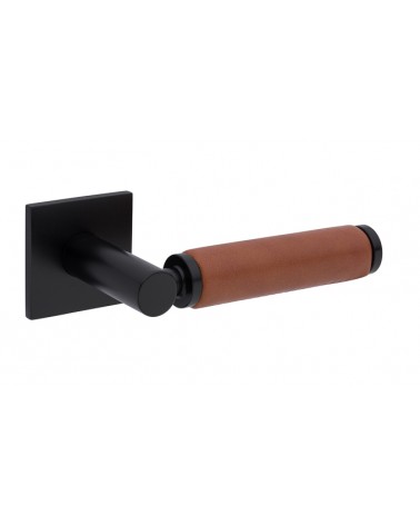 Brass and light leather door handle TUPAI 4200/200 square - design handle