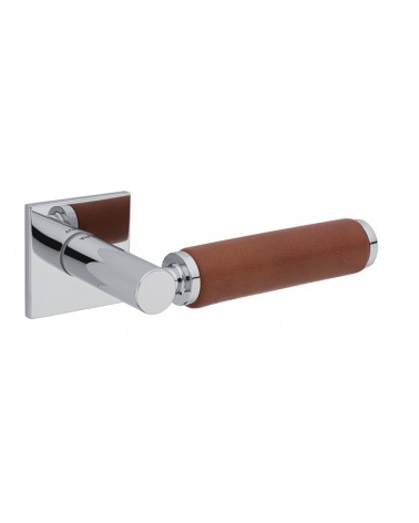 Polished chrome light leather door handle TUPAI 4200/200 square - design handle