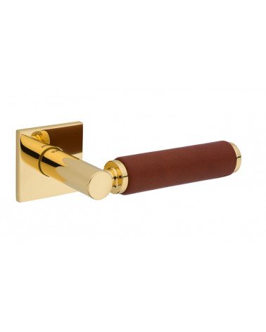 Brass and light leather door handle TUPAI 4200/200 square - design handle