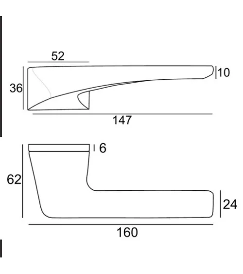 Matt gold concealed door handle VS LIVORNO - design handle