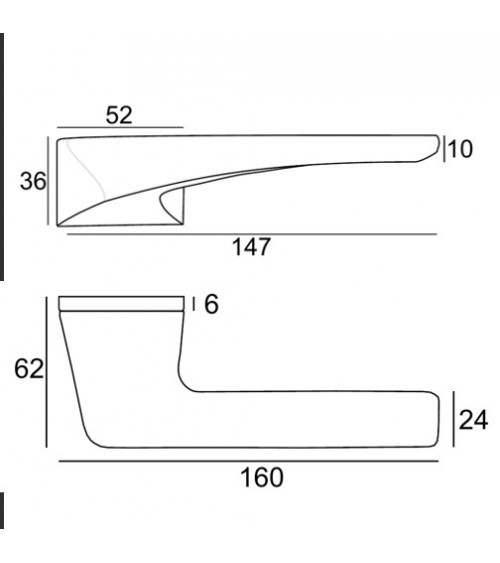 Matt gold concealed door handle VS LIVORNO - design handle