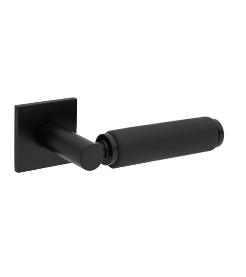 TUPAI 4200/202 square polished chrome door handle with black leather - designer handle