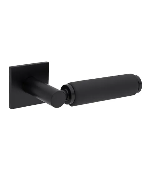 TUPAI 4200/202 square black door handle with black leather - designer handle