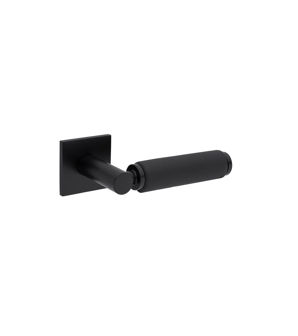 TUPAI 4200/202 square black door handle with black leather - designer handle