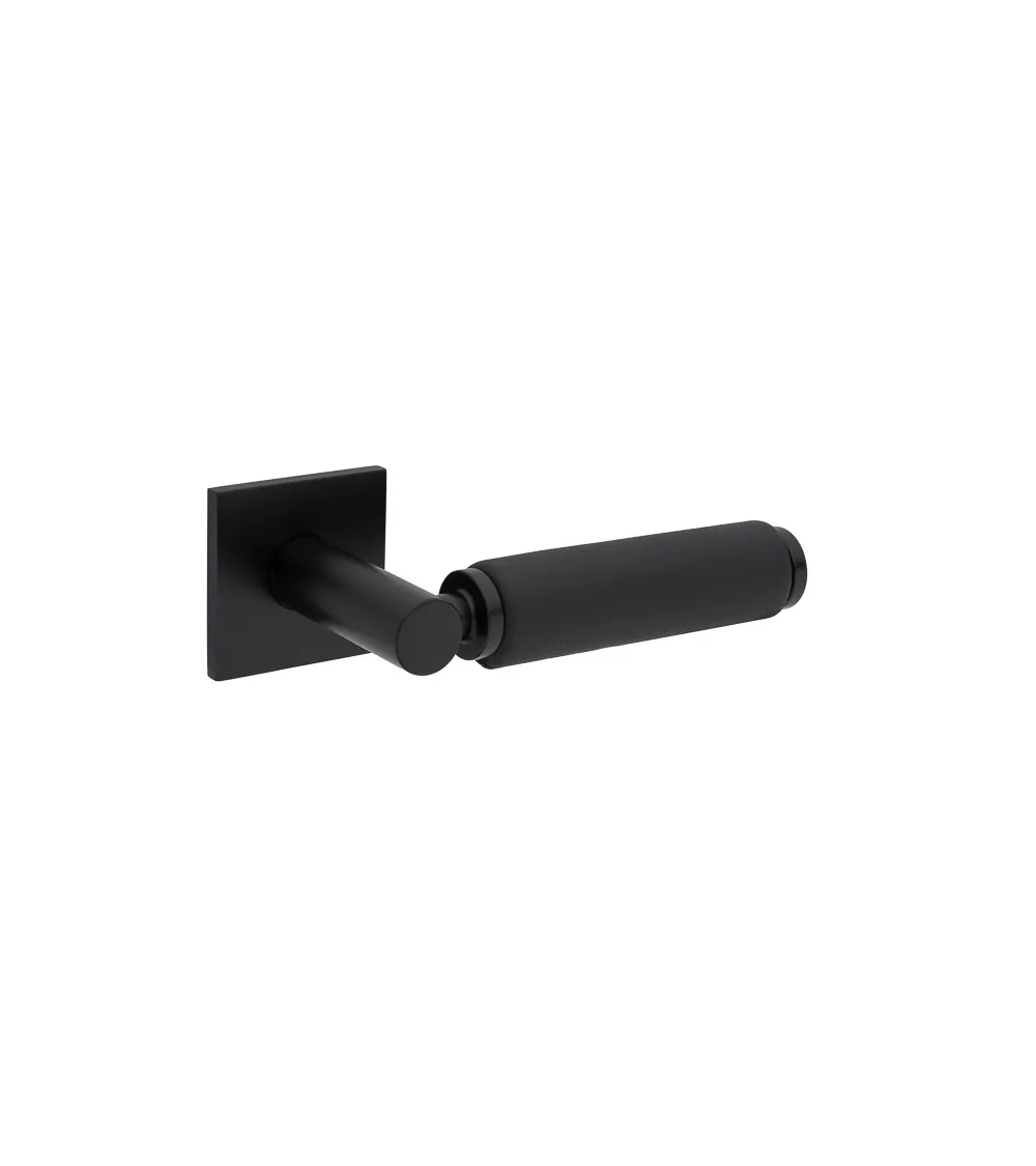 TUPAI 4200/202 square black door handle with black leather - designer handle