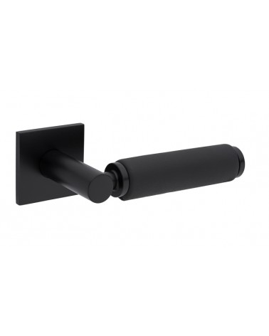 TUPAI 4200/202 square black door handle with black leather - designer handle