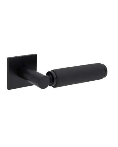 TUPAI 4200/202 square black door handle with black leather - designer handle