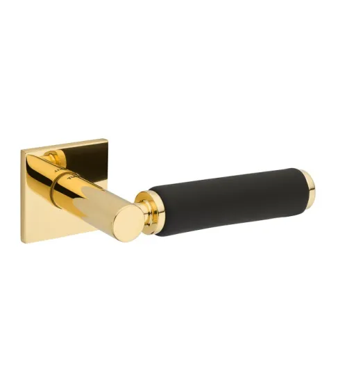 TUPAI 4200/202 square contemporary door handle with leather - designer handle