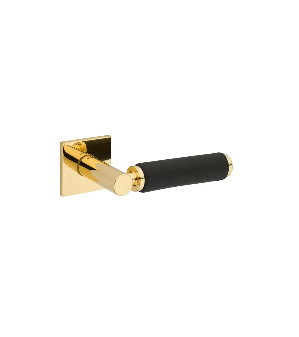 TUPAI 4200/202 square contemporary door handle with leather - designer handle