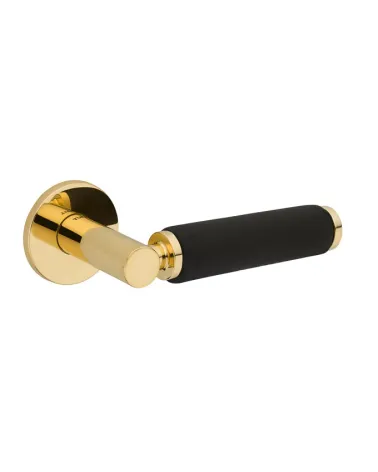 TUPAI 4200/202 round polished gold door handle with leather - designer handle