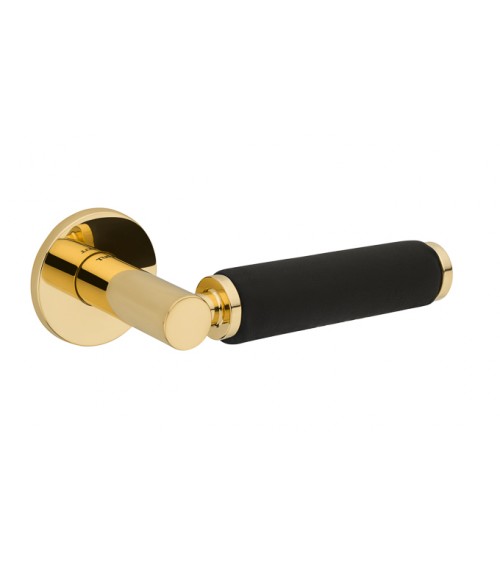 TUPAI 4200/202 round black door handle with leather - designer handle