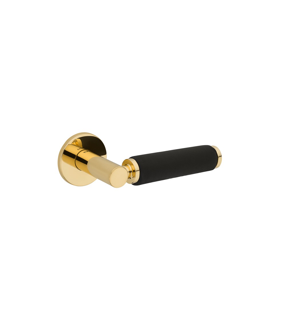 TUPAI 4200/202 round black door handle with leather - designer handle