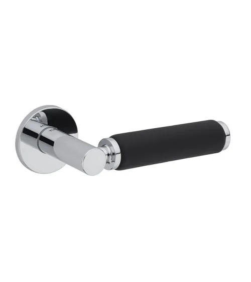TUPAI 4200/202 round polished chrome door handle with leather - designer handle