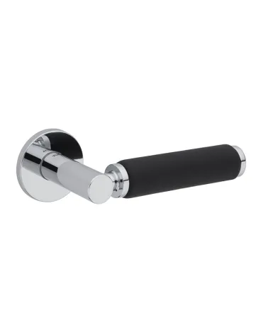 TUPAI 4200/202 round polished chrome door handle with leather - designer handle