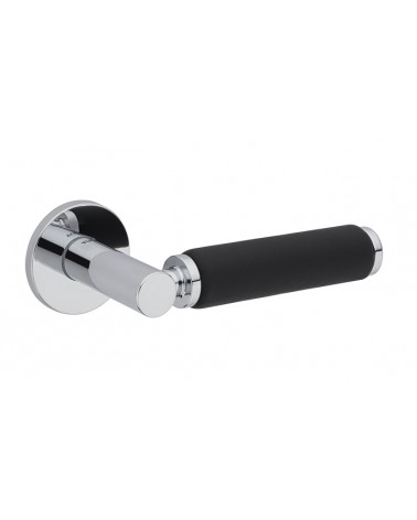 TUPAI 4200/202 round polished chrome door handle with leather - designer handle