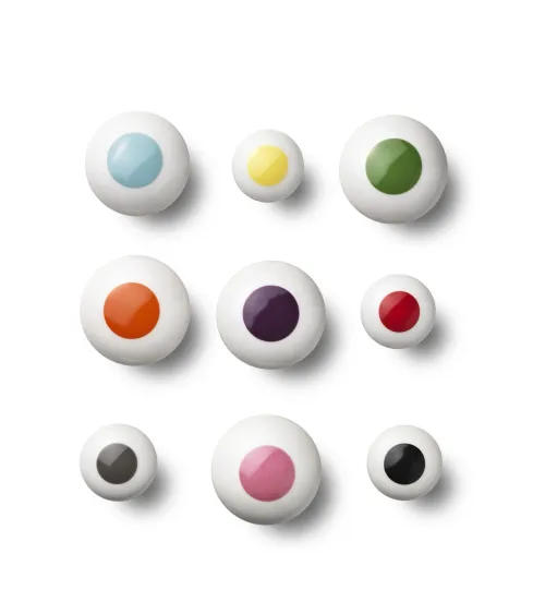 Anne Black Dot furniture knob in yellow - size 30x30mm