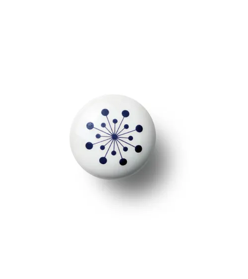 Anne Black Flower model furniture knob in dark blue, size 30x30mm