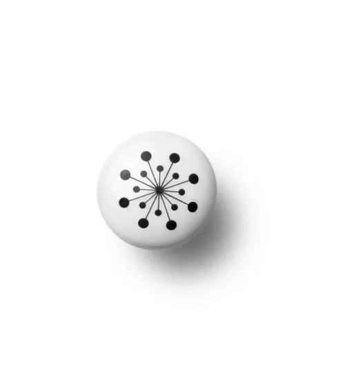 Anne Black Flower model furniture knob in black, size 30x30mm
