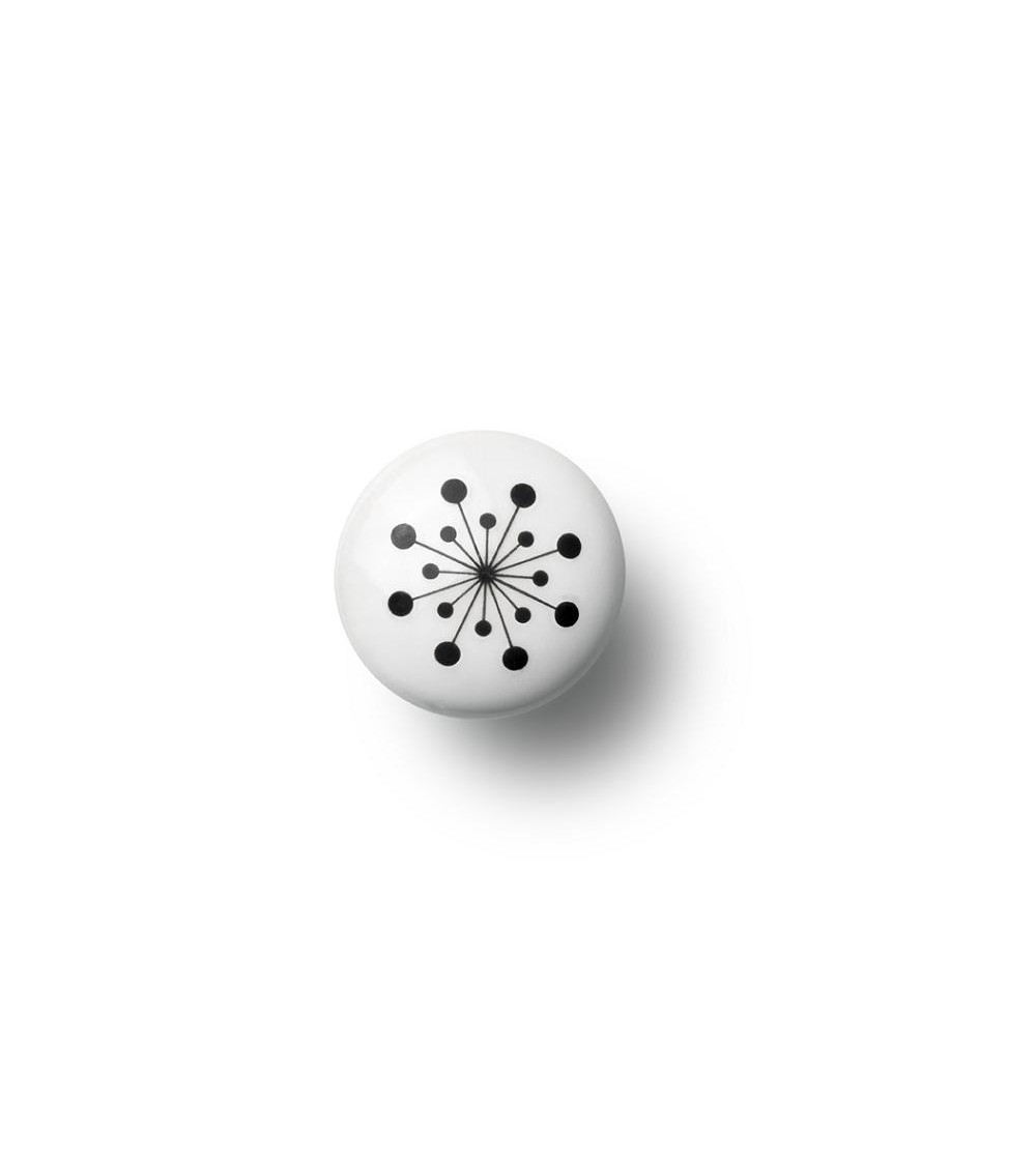 Anne Black Flower model furniture knob in black, size 30x30mm