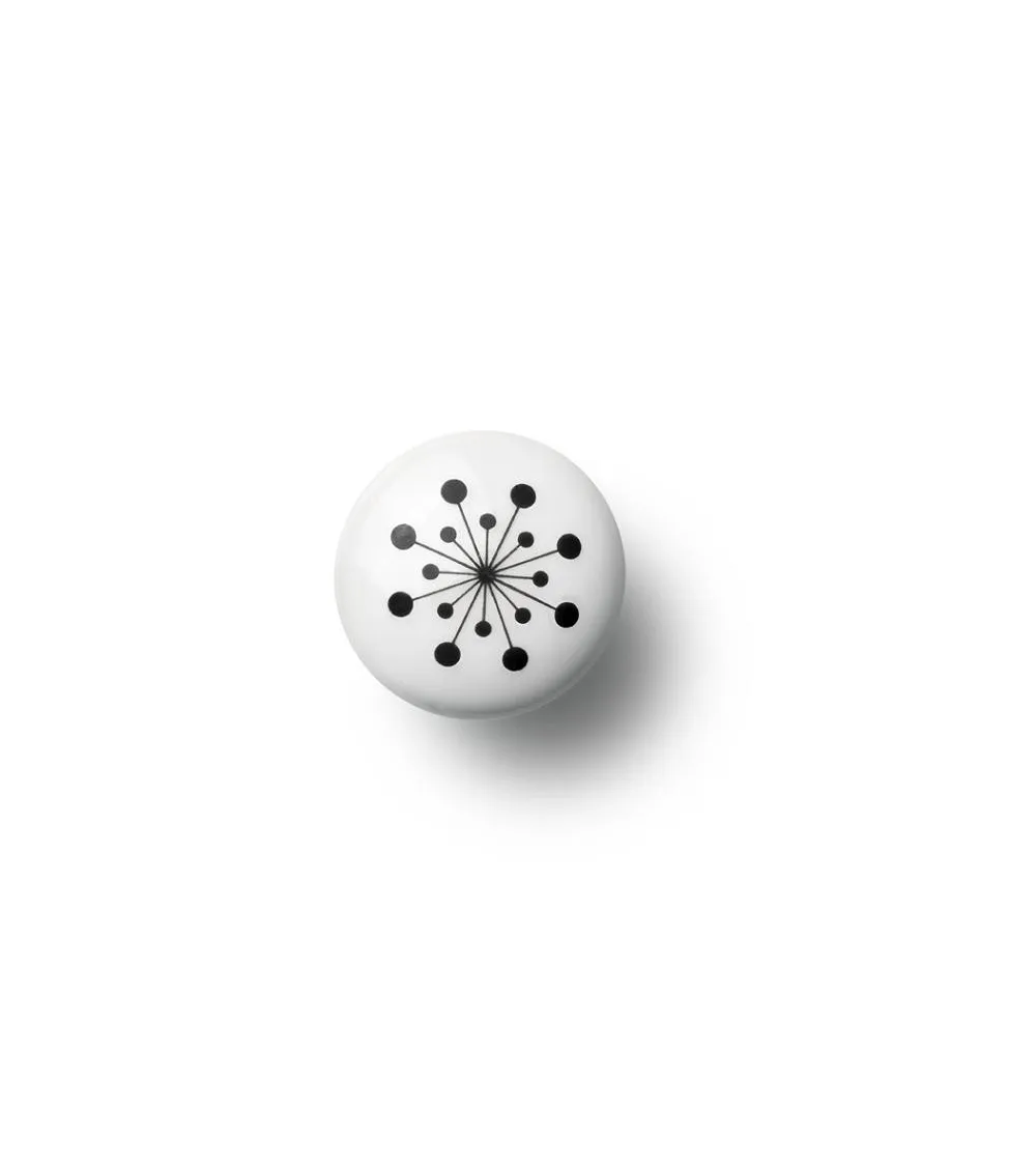 Anne Black Flower model furniture knob in black, size 30x30mm