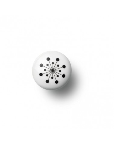 Anne Black Flower model furniture knob in black, size 30x30mm