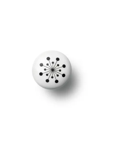Anne Black Flower model furniture knob in black, size 30x30mm
