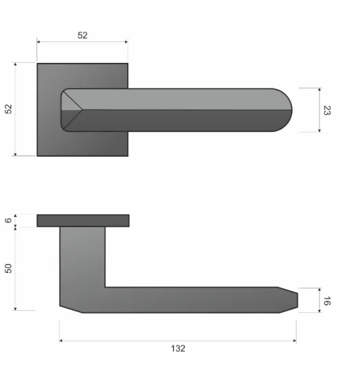 Bohema contemporary square Zamak door handle - design handle