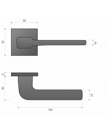 Solo black door handle - designer handle