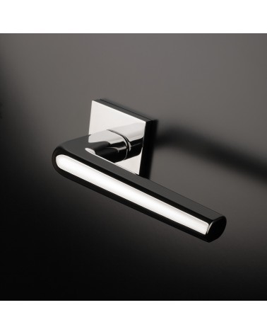 Polished chrome door handle on square plate FUNKIA - designer handle