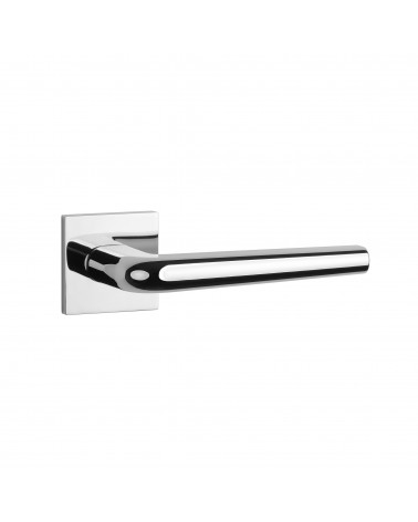 Polished chrome door handle on square plate FUNKIA - designer handle