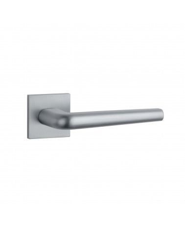 Polished chrome door handle on square plate FUNKIA - designer handle