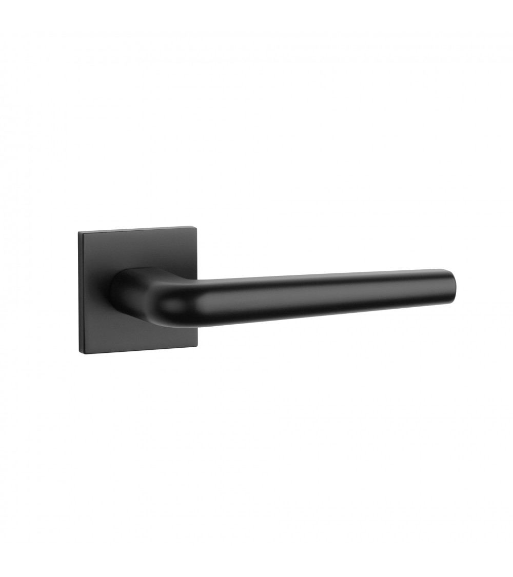 Polished chrome door handle on square plate FUNKIA - designer handle