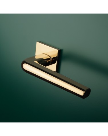 Polished chrome door handle on square plate FUNKIA - designer handle