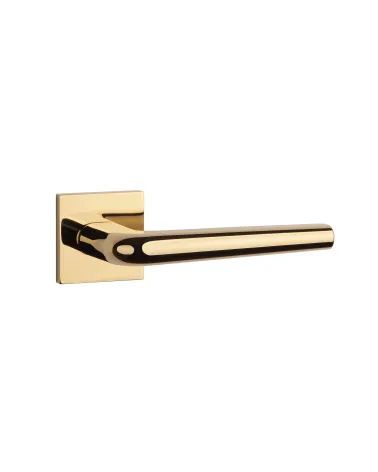 Polished chrome door handle on square plate FUNKIA - designer handle