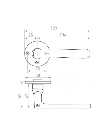 Designer bronze door handle PHL/50F - designer handle
