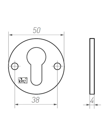 R PURE door rose key L-50F - designer handle