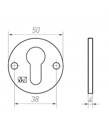 R PURE door rose key L-50F - designer handle
