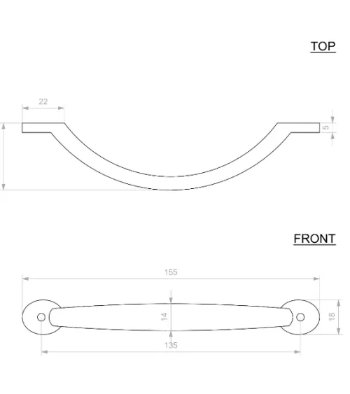 Furniture handle COM13 In brass - designer handle