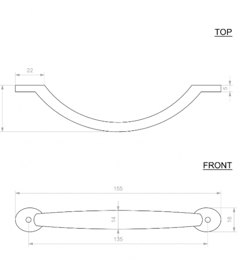 Furniture handle COM13 In brass - designer handle