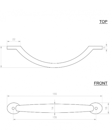 copy of Furniture handle CIP600 In brass - designer handle
