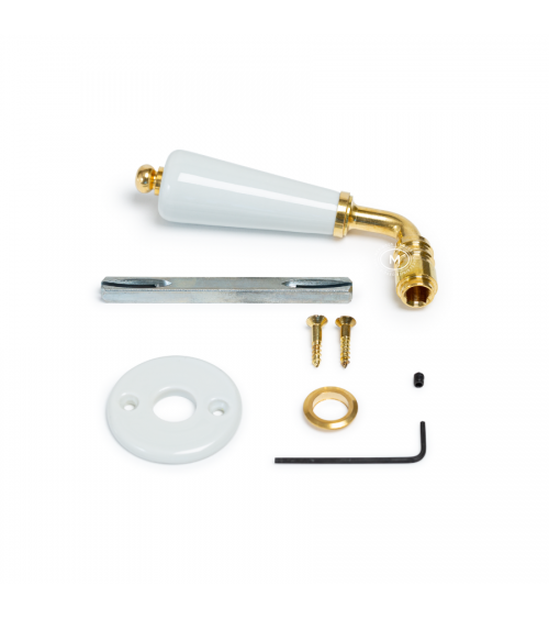 Barrel door handle on white porcelain rose Merigous -- nickel-plated finish - designer handle